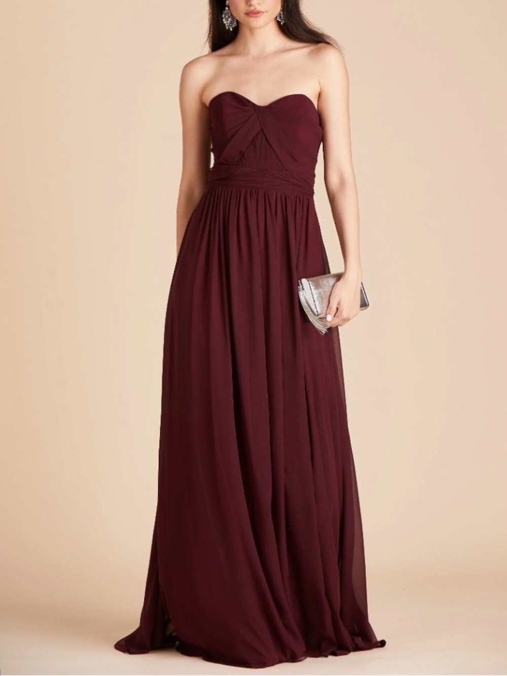 Birdy Grey Burgundy convertible Chiffon maxi grace Dress, size L